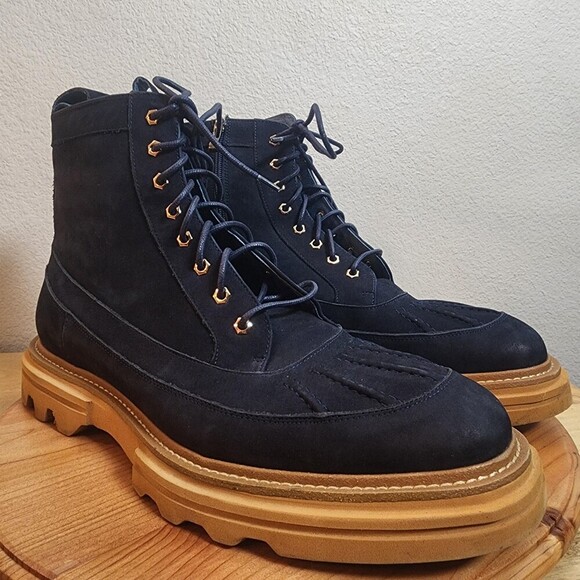 Marc Nolan Odin Boots Mens Size 14 Blue Suede Combat Zip Ankle Lug Sole main image 4
